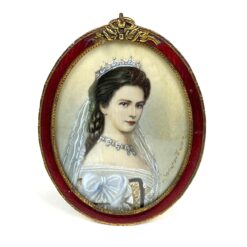 Printas su Elžbietos Vitelsbach atvaizdu ovaliame žalvariniame rėmelyje su stiklu 2,5x7,5x10 cm