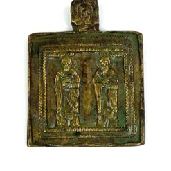 Žalvarinė stačiatikių miniatiūrinė ikona 0,7x5x6,5 cm