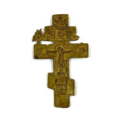 Žalvarinis stačiatikių miniatiūrinis kryžius 0,5x7x11,5 cm
