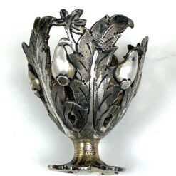 Art Nouveau stiliaus sidabruoto metalo indelis kiaušiniui 5x5x5 cm