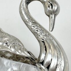 Prieskoninė iš sidabruoto metalo ir stiklo “Gulbė” 8x5x7,5 cm