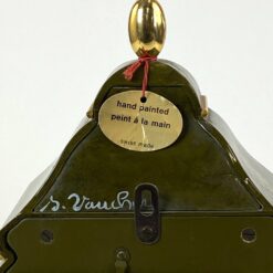 Šveicariškas Comtesse rankų darbo piešiniais dekoruotas mechaninis židinio laikrodis 10,5x21x39 cm
