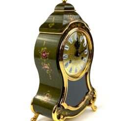 Šveicariškas Comtesse rankų darbo piešiniais dekoruotas mechaninis židinio laikrodis 10,5x21x39 cm