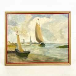 Ant kartono aliejiniais dažais tapytas jūrinės tematikos peizažas mediniame rėme 3x83x67 cm