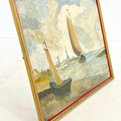 Ant kartono aliejiniais dažais tapytas jūrinės tematikos peizažas mediniame rėme 3x83x67 cm