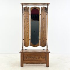Ąžuolinis prieškambaris su veidrodžiu, kabykla ir skrynia 44x86x183 cm, 43,5 cm