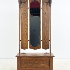 Ąžuolinis prieškambaris su veidrodžiu, kabykla ir skrynia 44x86x183 cm, 43,5 cm