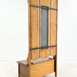 Ąžuolinis prieškambaris su veidrodžiu, kabykla ir skrynia 44x86x183 cm, 43,5 cm