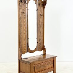 Ąžuolinis prieškambaris su veidrodžiu, kabykla ir skrynia 44x86x183 cm, 43,5 cm