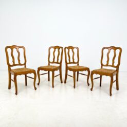 Ąžuolinės kėdės su šiaudų sėdimosiomis 4 vnt. komplektas 56x48x98 cm, 47 cm