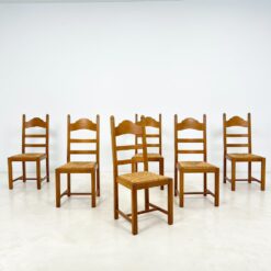 Ąžuolinės kėdės su šiaudų sėdimosiomis 6 vnt. komplektas 50x46x107 cm, 46,5 cm