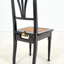 Senovinė reguliuojamo aukščio pianino kėdutė su ratano sėdimąja 44×39,5×89,5 cm, 45(+12) cm