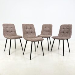 Modernios juodo metalinio rėmo kėdės su dirbtine zomša 4 vnt. kompl. 58x45x90 cm, 51 cm
