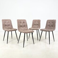 Modernios juodo metalinio rėmo kėdės su dirbtine zomša 4 vnt. kompl. 58x45x90 cm, 51 cm