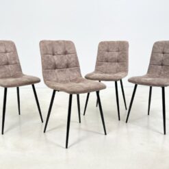 Modernios juodo metalinio rėmo kėdės su dirbtine zomša 4 vnt. kompl. 58x45x90 cm, 51 cm