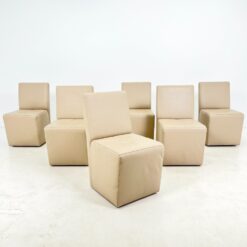 Natūralios odos kėdės su ratukais 6 vnt. komplektas 66x51x93 cm, 50 cm