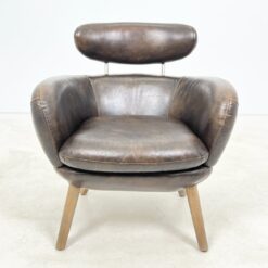Vintažinio stiliaus natūralios odos fotelis 76x73x81 cm, 44 cm