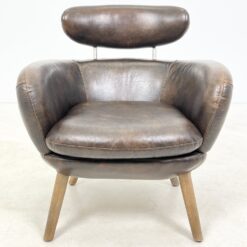 Vintažinio stiliaus natūralios odos fotelis 76x73x81 cm, 44 cm