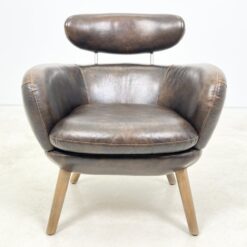 Vintažinio stiliaus natūralios odos fotelis 76x73x81 cm, 44 cm