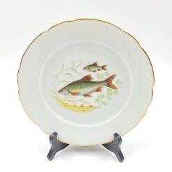 Porcelianinė “Limoges” lėkštė su žuvų atvaizdu 21,5x21,5x2,5 cm