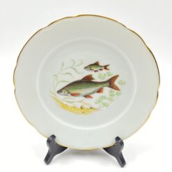 Porcelianinė “Limoges” lėkštė su žuvų atvaizdu 21,5×21,5×2,5 cm