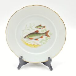 Porcelianinė “Limoges” lėkštė su žuvų atvaizdu 21,5×21,5×2,5 cm