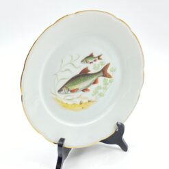 Porcelianinė “Limoges” lėkštė su žuvų atvaizdu 21,5×21,5×2,5 cm