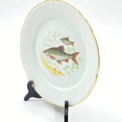 Porcelianinė “Limoges” lėkštė su žuvų atvaizdu 21,5×21,5×2,5 cm