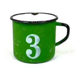 Vintažinis metalinis emaliuotas puodelis "3" 350 ml 9x11,5x8 cm
