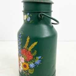 Gėlių raštais dekoruotas metalinis bidonas su dangčiu (kiauras) 28x28x58 cm