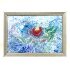 Ant kartono guašu tapyta abstrakcija mediniame rėme 4x39,5x28,5 cm