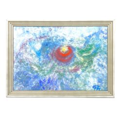 Ant kartono guašu tapyta abstrakcija mediniame rėme 4×39,5×28,5 cm