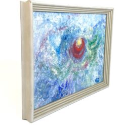 Ant kartono guašu tapyta abstrakcija mediniame rėme 4×39,5×28,5 cm