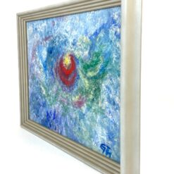 Ant kartono guašu tapyta abstrakcija mediniame rėme 4×39,5×28,5 cm