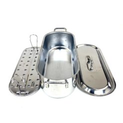 Metalinis IKEA žuvies gaminimo indas su dangčiu 16x46x13,5 cm