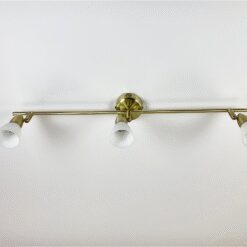 Pakabinamas aukso spalvos metalinis WOFI Leuchten trijų reguliuojamų šakų šviestuvas su stiklo gaubteliais 8x60x16 cm
