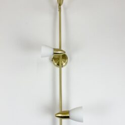 Pakabinamas aukso spalvos metalinis WOFI Leuchten trijų reguliuojamų šakų šviestuvas su stiklo gaubteliais 8x60x16 cm