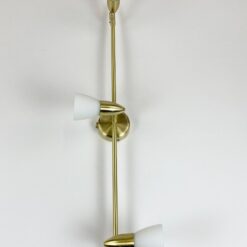 Pakabinamas aukso spalvos metalinis WOFI Leuchten trijų reguliuojamų šakų šviestuvas su stiklo gaubteliais 8x60x16 cm