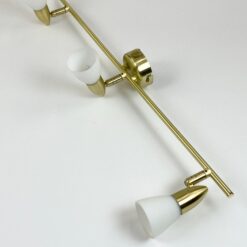 Pakabinamas aukso spalvos metalinis WOFI Leuchten trijų reguliuojamų šakų šviestuvas su stiklo gaubteliais 8x60x16 cm