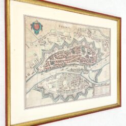 XVII a. Brėmeno žemėlapis, spausdinimo metai nežinomi, mediniame rėme su stiklu 2x67x57 cm