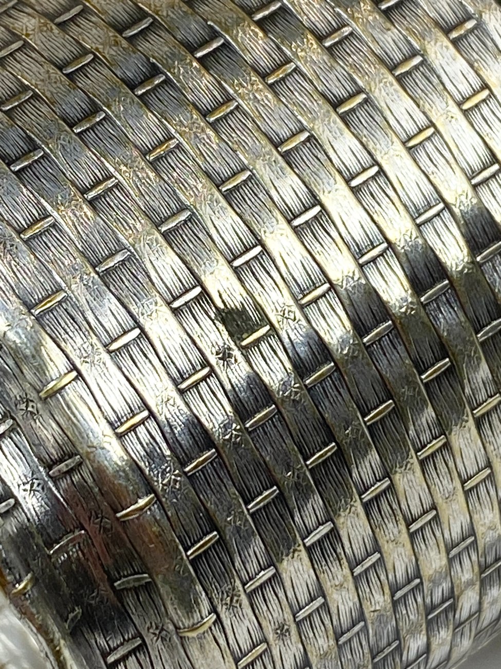 HN2382-kiti-indai-10 Schott & Gen. Jena stiklo stiklinės su sidabruoto metalo laikikliais po 220 ml 3 vnt. komplektas 7x11x9,5 cm