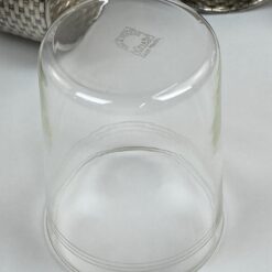 Schott & Gen. Jena stiklo stiklinės su sidabruoto metalo laikikliais po 220 ml 3 vnt. komplektas 7x11x9,5 cm