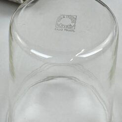 Schott & Gen. Jena stiklo stiklinės su sidabruoto metalo laikikliais po 220 ml 3 vnt. komplektas 7x11x9,5 cm