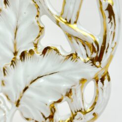 Porcelianinė XIX a. vid. Buckauer Porzellan-Manufaktur serviravimo lėkštė ažūriniais kraštais 26,5×26,5×5 cm