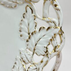Porcelianinė XIX a. vid. Buckauer Porzellan-Manufaktur serviravimo lėkštė ažūriniais kraštais 26,5×26,5×5 cm