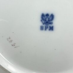 Porcelianinė XIX a. vid. Buckauer Porzellan-Manufaktur serviravimo lėkštė ažūriniais kraštais 26,5×26,5×5 cm