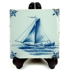 Keramikinė Royal Tichelaar Makkum plytelė su rankomis tapytu laivo atvaizdu 1x13x13 cm