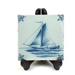 Keramikinė Royal Tichelaar Makkum plytelė su rankomis tapytu laivo atvaizdu 1x13x13 cm