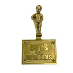 Sieninis žalvarinis tualeto ženklas “Boys and little girls” 2x8x14 cm