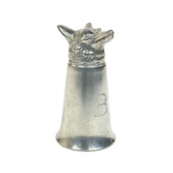 Metalinė medžiotojo taurelė su lapės galvos figūra 60 ml 5x5x9 cm